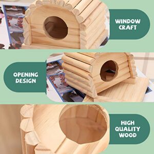 DUANY STORE Mini Wooden Hamster House, 11x10x9cm Small Animal Nesting Habitat，Hamster House Wooden Hut Play Toys Chews