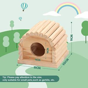 DUANY STORE Mini Wooden Hamster House, 11x10x9cm Small Animal Nesting Habitat，Hamster House Wooden Hut Play Toys Chews