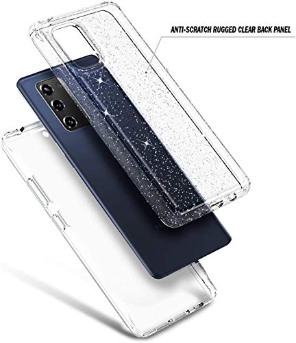 NZND Case for Samsung Galaxy S20 FE 5G with [Built-in Screen Protector], Full-Body Protective Shockproof Rugged Bumper Cover, Impact Resist Durable Phone Case (Crystal Glitter Clear)