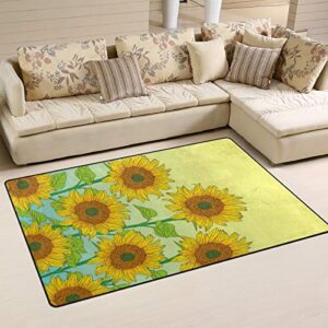 alaza home decor sunflower floral area rug carpet, rugs floor carpet mat living room carpet for girl's room home indoor decor 3'x5'
