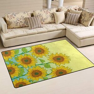 ALAZA Home Decor Sunflower Floral Area Rug Carpet, Rugs Floor Carpet Mat Living Room Carpet for Girl's Room Home Indoor Decor 3'x5'