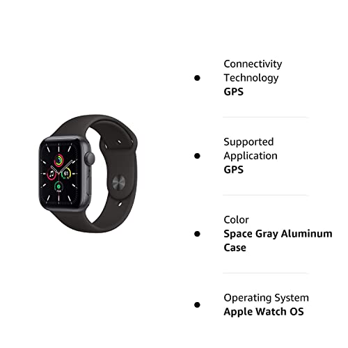 Apple Watch SE (GPS, 40mm) - Space Gray Aluminum Case with Black Sport Band (Renewed)