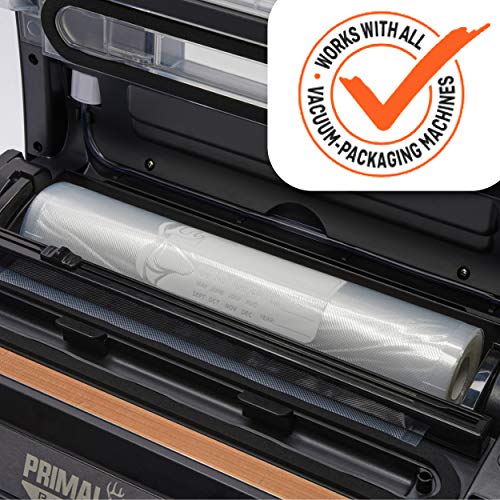 PrimalTek 8” x 20’ Cut-to-Size Vacuum Bag Rolls — 6 Rolls Included, User Friendly for Food Preservation — Microwave, Freezer and Boil Safe, BPA-Free, Compatible with Most Vacuum Sealer Machines