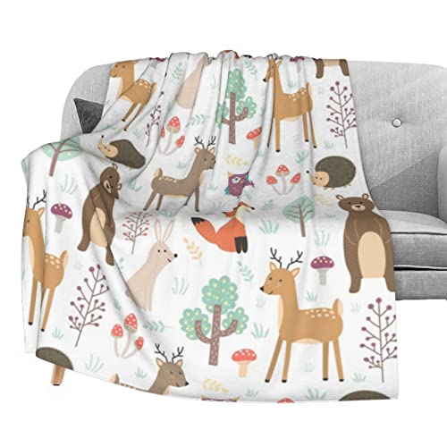 Dujiea Cute Animals Fuzzy Flannel Blanket Throw 40"X50", Super Soft Lightweight Blanket Throw for Couch Chair Sofa, Cozy Bed Blanket for Kids Adults