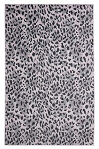 furnish my place leopard print area rug - 3 ft. 6 in. x 5 ft. 6 in, ligh grey, rectangular accent rug with contemporary design
