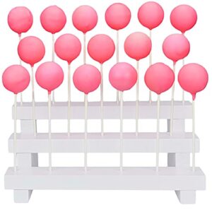 cake pop stand display riser - 3 tier wood lollipop holder, 17 hole sucker stand for dessert table of wedding, birthday party - white, collapsible, fit 5/32" (4mm) lollipop sticks