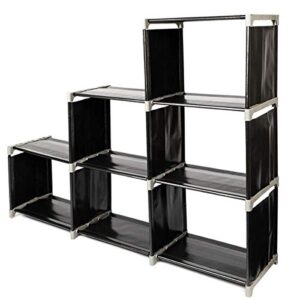 utility shelves multifunctional assembled 3 tiers 6 compartments storage shelf black