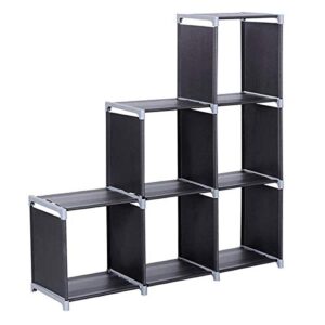 Utility Shelves Multifunctional Assembled 3 Tiers 6 Compartments Storage Shelf Black
