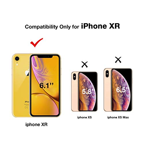 iPhone XR Wallet Case, iPhone XR Case with Card Holder, Flip Case with Magnetic Closure Adjustable with Kickstand Shockproof Protective Case for iPhone XR 6.1 Inch Compatible Wireless Charging- Black