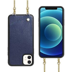 iphone 12 wallet case, 6.1 inch, iphone 12 pro wallet case, jlfch crossbody case with credit card holder lanyard purse women/girly protective for apple iphone 12 pro (2020), 6.1 inch - dark blue