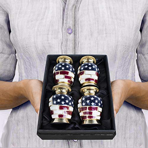 Trupoint Memorials Cremation Urns for Human Ashes - Decorative Urns, Urns for Human Ashes Female & Male, Urns for Ashes Adult Female, Funeral Urns - American Flag Classic, 4 Small Keepsakes