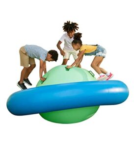hearthsong rock with it – giant 8-foot inflatable dome rocker bouncer – fun outdoor game for kids – roll and play seesaw rocker with 6 handles – child’s backyard toy