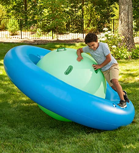 HearthSong Rock with It – Giant 8-Foot Inflatable Dome Rocker Bouncer – Fun Outdoor Game for Kids – Roll and Play Seesaw Rocker with 6 Handles – Child’s Backyard Toy