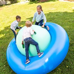 HearthSong Rock with It – Giant 8-Foot Inflatable Dome Rocker Bouncer – Fun Outdoor Game for Kids – Roll and Play Seesaw Rocker with 6 Handles – Child’s Backyard Toy