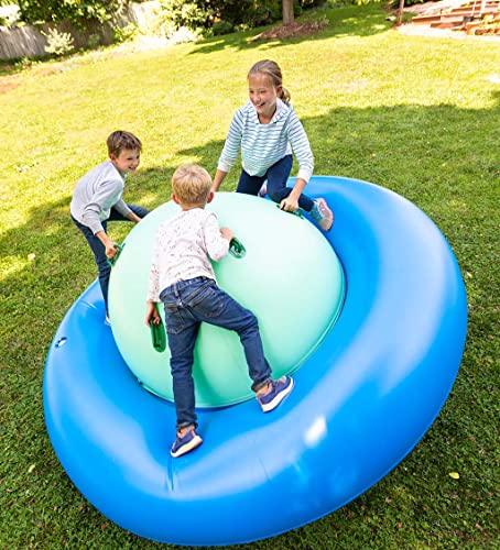 HearthSong Rock with It – Giant 8-Foot Inflatable Dome Rocker Bouncer – Fun Outdoor Game for Kids – Roll and Play Seesaw Rocker with 6 Handles – Child’s Backyard Toy