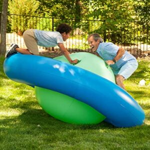 HearthSong Rock with It – Giant 8-Foot Inflatable Dome Rocker Bouncer – Fun Outdoor Game for Kids – Roll and Play Seesaw Rocker with 6 Handles – Child’s Backyard Toy