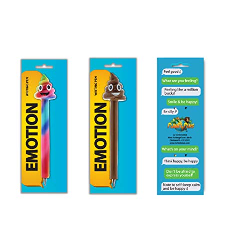 Planet Pens Bundle of Poop Face Emotion & Poop Rainbow Novelty Pens - Unique Kids and Adults Ballpoint Pens Colorful Emotions Writing Instrument For School and Office - 4 Pack