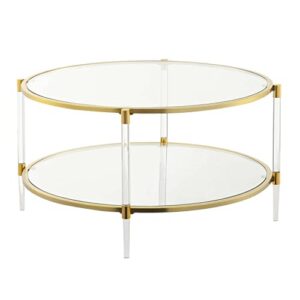 convenience concepts royal crest 2 tier acrylic glass coffee table, glass/gold