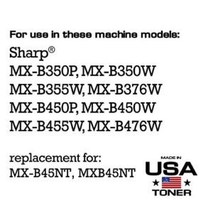 MADE IN USA TONER Compatible Replacement for Sharp MXB45NT, MX-B350, MX-B450, MX-B455, MX-B376W,MX-B476W (Black, 2 Pack)