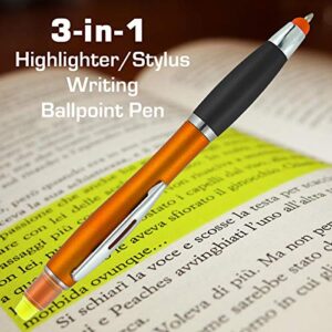 Personalized Pens with Highlighter and Stylus -200 Pack Bulk-Free Imprint - 3 In Bible Highlighter, Ballpoint Pen, and Stylus Combo- add Custom Name, Logo or Gift Message- Red