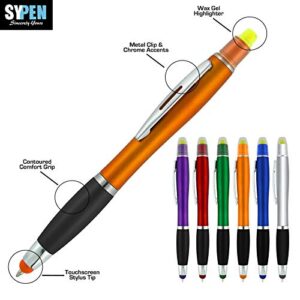 Personalized Pens with Highlighter and Stylus -200 Pack Bulk-Free Imprint - 3 In Bible Highlighter, Ballpoint Pen, and Stylus Combo- add Custom Name, Logo or Gift Message- Red