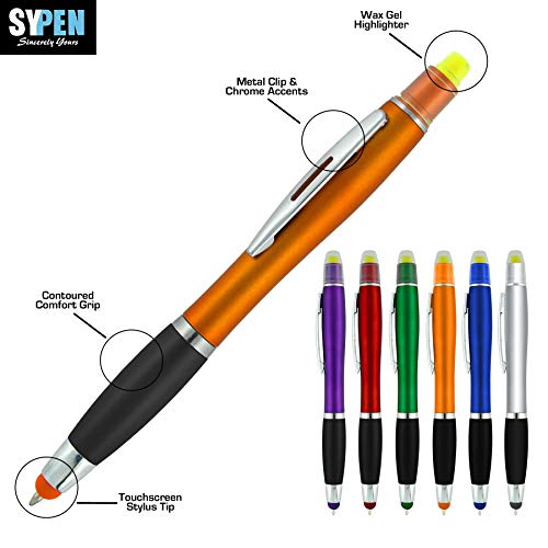 Personalized Pens with Highlighter and Stylus -200 Pack Bulk-Free Imprint - 3 In Bible Highlighter, Ballpoint Pen, and Stylus Combo- add Custom Name, Logo or Gift Message- Red