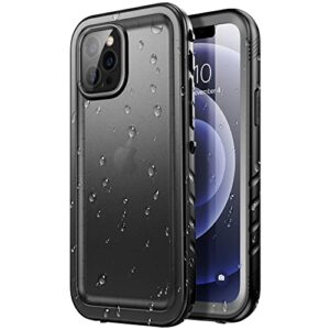 sportlink compatible with iphone 12 pro max waterproof case - full body shockproof dustproof phone screen protector rugged cases for iphone 12 pro max 6.7 inches black