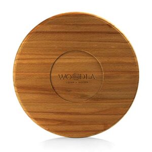 WOODLA 14 Inch Round Charcuterie Boards Cheese Board - Natural Wooden Serving Tray with Rim for Party and Home Decor - Perfect Food Platter and Kitchen Accessory