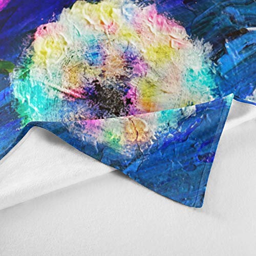 Oarencol Vintage Dandelion Throw Blanket Flower Blue Painting Soft Flannel Fleece Lightweight Blankets for Bed Sofa Couch Adults Kids 50"x60"