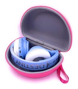 xcivi carrying case for ekids wireless bluetooth portable kids headphones for school home travel- case only(pink)