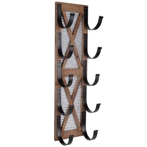 autumn alley farmhouse towel holder, rustic wine rack, rolled towel rack, and wine holder for farmhouse bathroom accessories décor, wall mounted towel rack, rustic brown