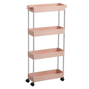 diluoou 4 tier slim storage cart, mobile shelving unit organizer slide out rolling storage racks with wheels, for kitchen bathroom laundry room narrow places