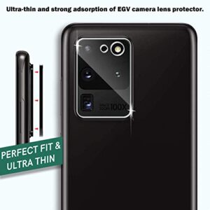 EGV 5Pack 2pcs Flexible TPU Screen Protector + 3pcs Tempered Glass Camera Lens Protector Compatible for Samsung Galaxy S20 Ultra 6.9-inch,Positioning Tool, Support Fingerprint, Bubble Free