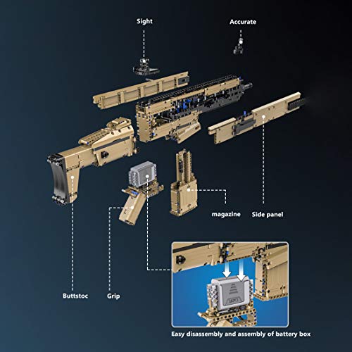 Lingxuinfo Gun Model Kits for Adults, 1406+PCS 1:1 Shooting Blaster Model Kit with Motor, Simulation Mechanical Weapon Building Block Toy