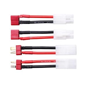 HobbyPark Tamiya Connector to Deans T Plug Adapter Cable for RC Cars Lipo/NiMH Battery Charging ESC Connection (4PCS)