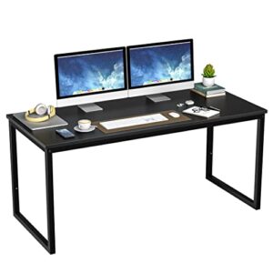 zenstyle computer desk 55" large office desk computer table laptop pc simple study writing desk for home office, black