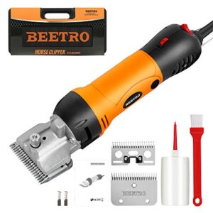 beetro horse clipper electric animal grooming kit for horse equine goat pony cattle,500w professional horse shears, with an extra set of shearing blades