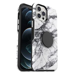 otterbox otter + pop symmetry series case for iphone 12 pro max - white marble