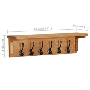 vidaXL Coat Rack Solid Oak Wood Stand Wall Mounted Hook Hanger 23.6"/35.4"