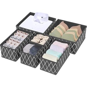 veronly dresser drawer organizers for clothing - fabric closet organizers and storage for baby clothes,bra,socks,underwear,closet,6pcs pack, gray