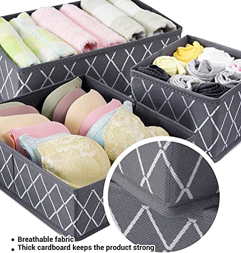 VERONLY Dresser Drawer Organizers for Clothing - Fabric Closet Organizers and Storage for Baby Clothes,Bra,Socks,Underwear,Closet,6pcs Pack, Gray