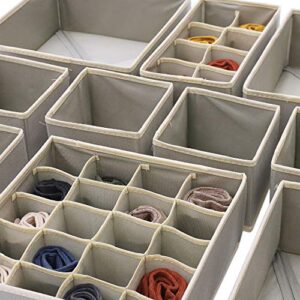 DIOMMELL Set of 21 Foldable Cloth Storage Box Closet Dresser Drawer Organizer Fabric Baskets Bins Containers Divider for Baby Clothes Underwear Bras Socks Lingerie Clothing,Grey 11-4249