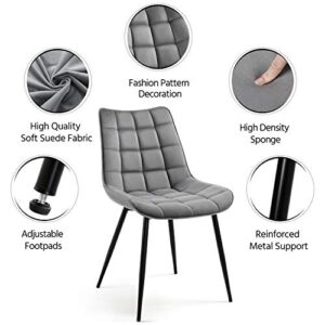 Topeakmart Dining Chairs Armless Fabric Chairs Modern Style Furniture Chairs with Soft Cushion and Metal Legs for Dining Room, Kitchen, Living Room, Hotel, Set of 2, Gray