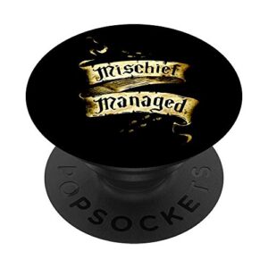 mischief managed footprints black sash ribbon popsockets grip and stand for phones and tablets