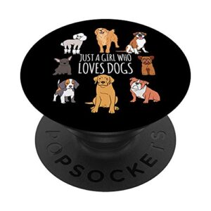 fun dog puppy lover themed | cute just a girl who loves dogs popsockets swappable popgrip