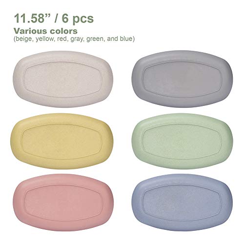 Hobein 6 Pack 11 inch Wheat Straw Dinner Plates - Dishwasher & Microwave Safe Lunch Plates Reusable Eco-friendly Lightweight Unbreakable Dirt-resistant Easy Clean