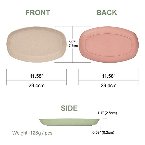 Hobein 6 Pack 11 inch Wheat Straw Dinner Plates - Dishwasher & Microwave Safe Lunch Plates Reusable Eco-friendly Lightweight Unbreakable Dirt-resistant Easy Clean