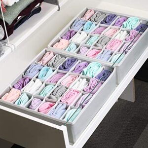 Simple Houseware 2 Pack Closet Socks Organizer, 24 Cell Drawer Divider, Grey