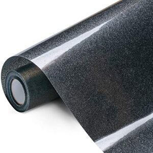 black glitter htv heat transfer vinyl roll - 12in x 10ft iron on vinyl for shirts gifts