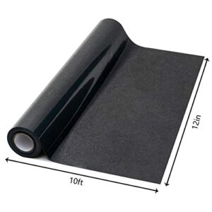 Black Glitter HTV Heat Transfer Vinyl Roll - 12in x 10ft Iron on Vinyl for Shirts Gifts